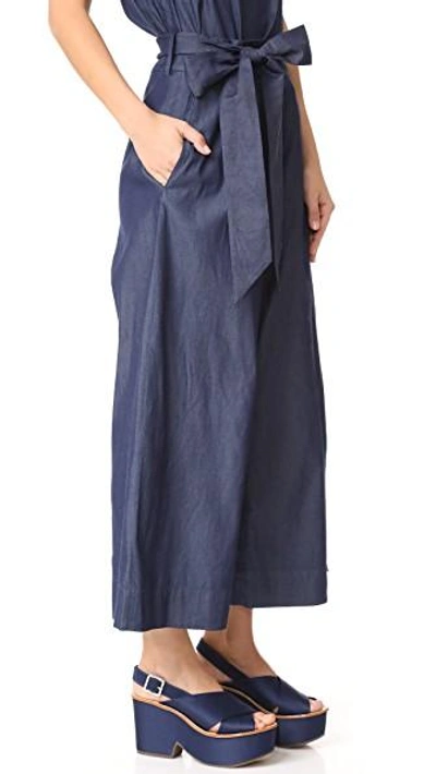 Shop Tibi Obi Culottes In Dark Denim