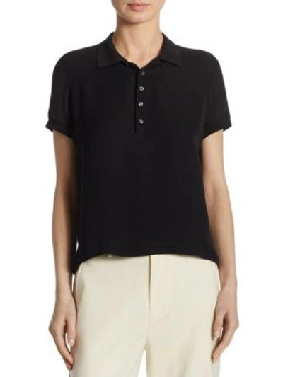 Polo Ralph Lauren Solid Silk Polo Shirt In Black