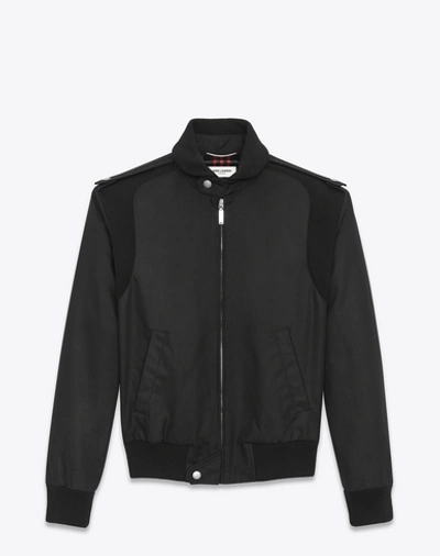 Saint Laurent Motorcycle Jacket In Black Waxed Cotton
