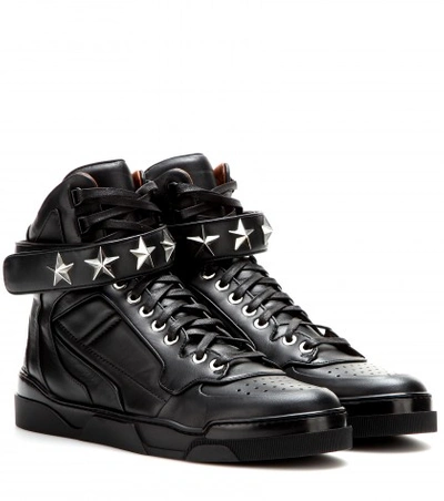 Shop Givenchy Leather High-tops In Llack