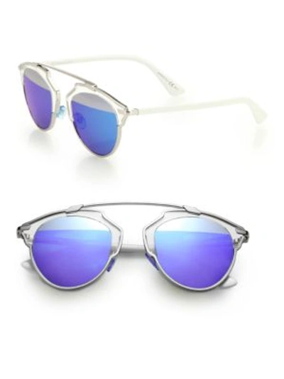Dior So Real 48mm Pantos Sunglasses In Silver-blue