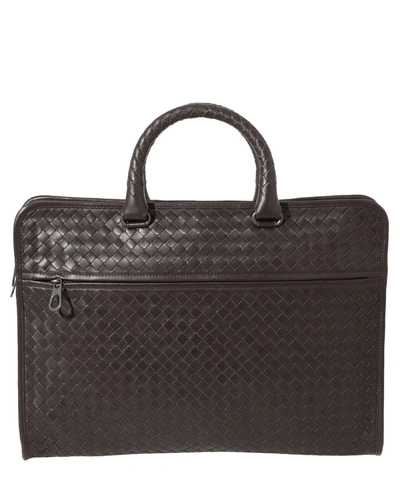 Bottega Veneta Intrecciato Leather Briefcase In Brown