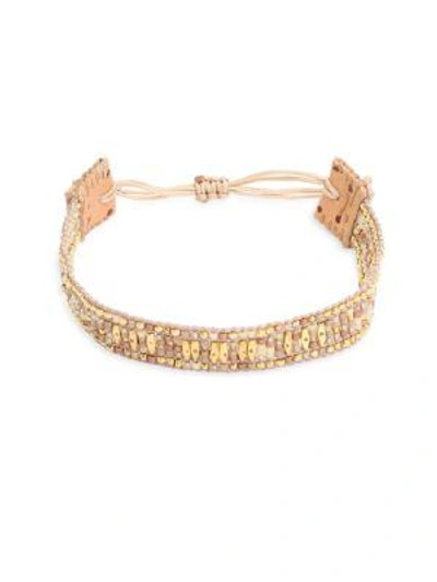 Shop Chan Luu Beaded Leather Bracelet In Muscat