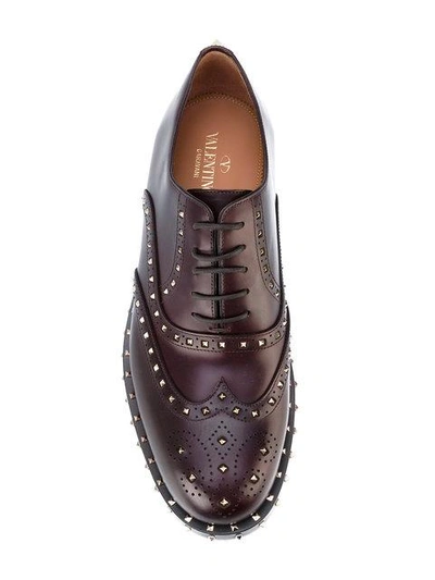 Shop Valentino Garavani Soul Rockstud Oxfords - Red