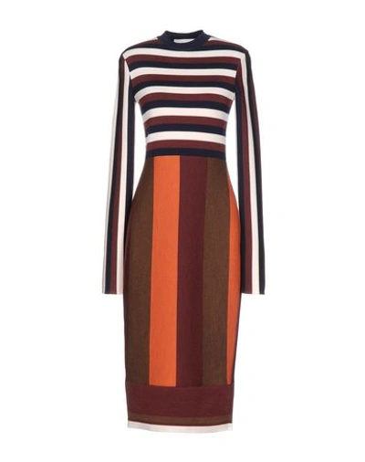 Victoria Beckham 3/4 Length Dress In Cocoa