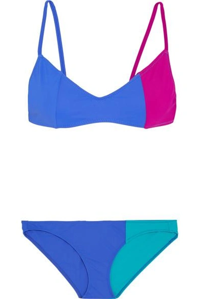 Shop Araks Elsa And Enel Color-block Triangle Bikini In Blue