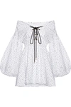 CAROLINE CONSTAS Olympia off-the-shoulder Swiss-dot cotton mini dress