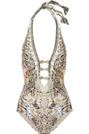 CAMILLA CHINESE WHISPERS SPIRIT ANIMAL EMBELLISHED PRINTED SWIMSUIT