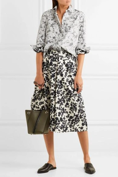 Shop Jil Sander Floral-print Cotton-poplin Shirt