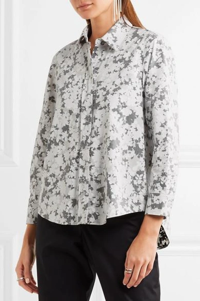 Shop Jil Sander Floral-print Cotton-poplin Shirt