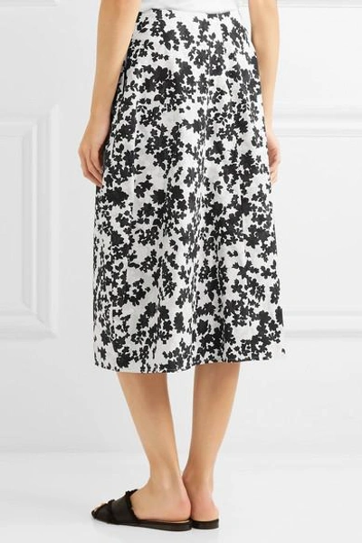 Shop Jil Sander Floral-print Cotton-poplin Midi Skirt