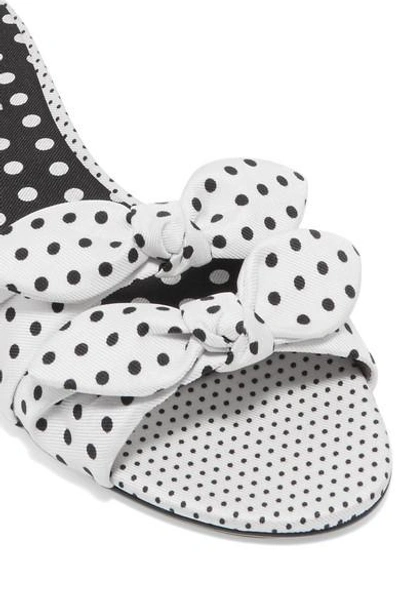 Shop Tabitha Simmons Cleo Bow-embellished Polka-dot Twill Slides