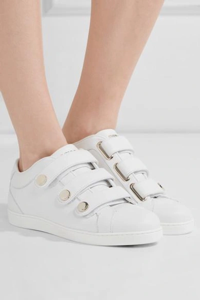 Shop Jimmy Choo Ny Studded Leather Sneakers