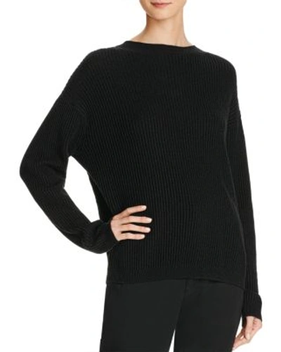 Vince Tie-back Ribbed Cotton And Cashmere-blend Sweater In Black