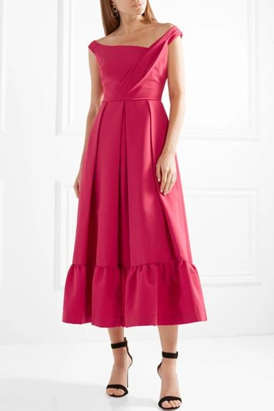 Shop Preen By Thornton Bregazzi Palmer Pleated Stretch-crepe Midi Dress