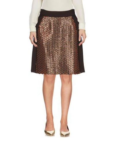 Shop Delpozo Knee Length Skirts In Dark Brown