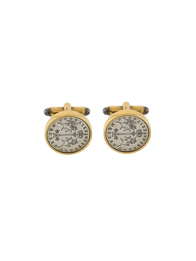 Alexander Mcqueen Signet Cufflinks In Metallic