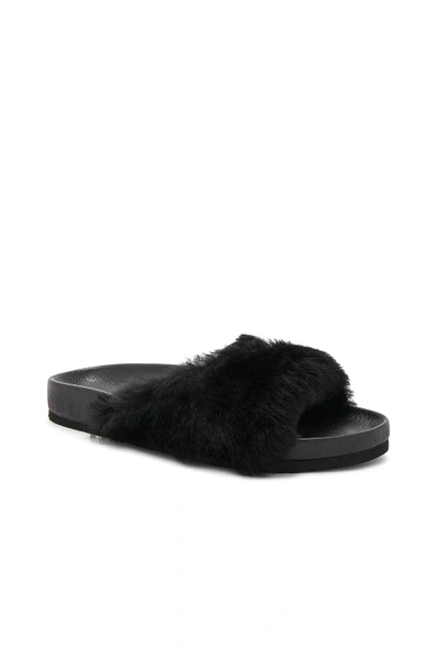 Shop Vince Garrison Sheep Fur Slide In Black