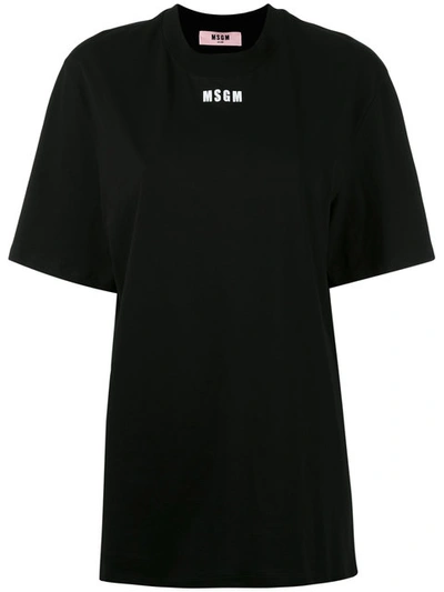 Msgm Logo Printed T-shirt In Black