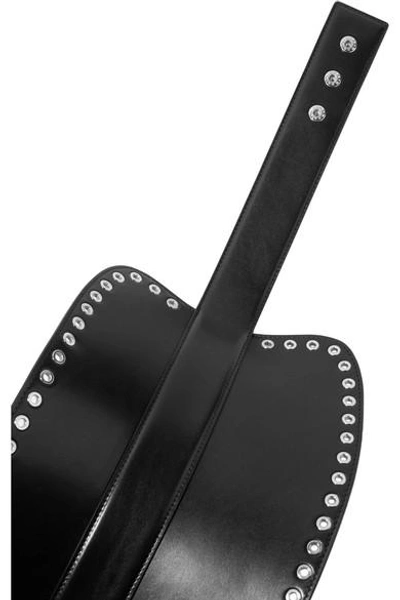Shop Alexander Mcqueen Eyelet-embellished Leather Waist Belt In Black