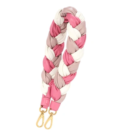 Miu Miu Braided Leather Shoulder Strap In Multicoloured