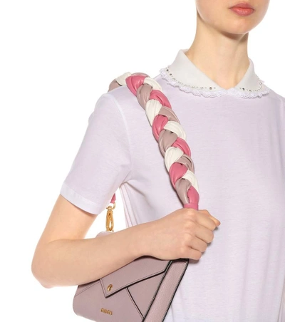 Shop Miu Miu Braided Leather Shoulder Strap In Multicoloured