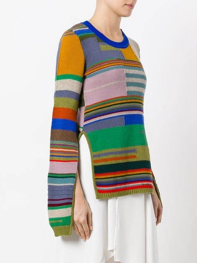 Shop Marni Block Stripe Cape Sleeve Sweater