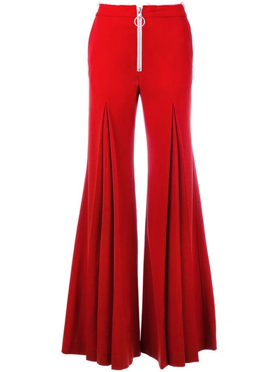 Off-white Central Pleat Wool-blend Trousers In Red