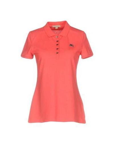 Shop Burberry Polo Shirt In Coral