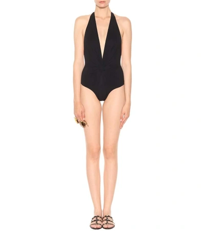 Shop Karla Colletto Halter Swimsuit In Black