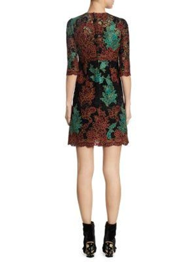 Shop Dolce & Gabbana Floral Lace Dress In Black