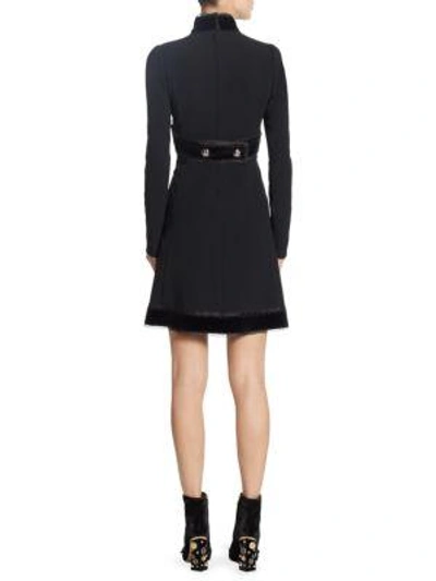 Shop Dolce & Gabbana Mockneck Velvet Accent Dress In Black