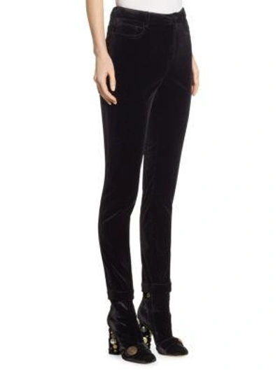 Shop Dolce & Gabbana Slim Velvet Pants In Black