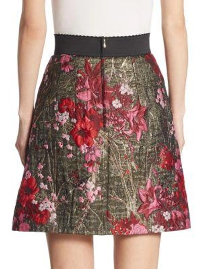 Shop Dolce & Gabbana Floral Silk Jacquard Skirt