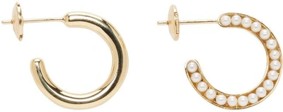 Shop Melanie Georgacopoulos Gold Essence Hoop Earrings In White Pearls/yellow