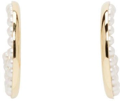 Shop Melanie Georgacopoulos Gold Essence Hoop Earrings In White Pearls/yellow