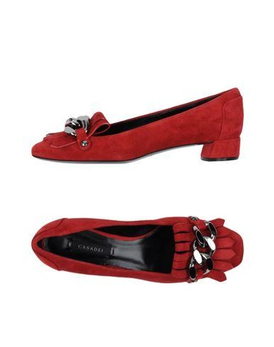 Shop Casadei Loafers In Red