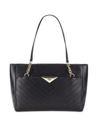 Karl Lagerfeld Quilted Leather Tote In Black Gold