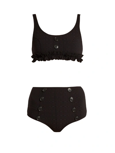 Lisa Marie Fernandez Colby Ruffled High-waist Bikini Set In Black