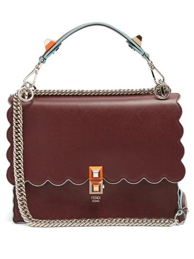 Fendi Kan I Leather Shoulder Bag In Burgundy-red