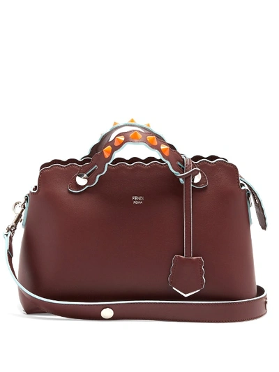 Fendi By The Way Embellished Leather Cross-body Bag In Burgundy Multi