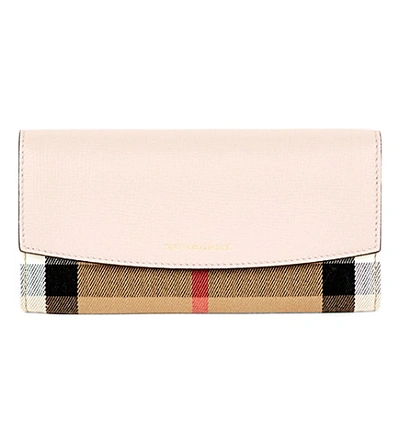 Burberry Porter Horseferry Check Leather Wallet In Pale Orchid