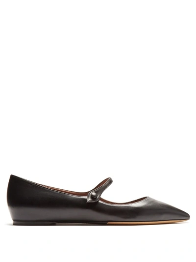 Tabitha Simmons Hermione Point-toe Leather Flats In Black