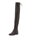 STUART WEITZMAN LOWLAND STRETCH-LEATHER OVER-THE-KNEE BOOT, BLACK