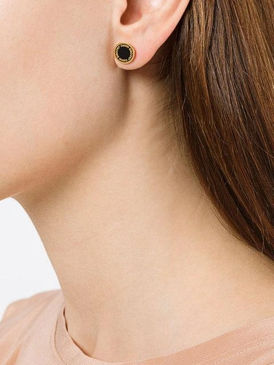 Shop Marc Jacobs Logo Stud Earrings In Metallic