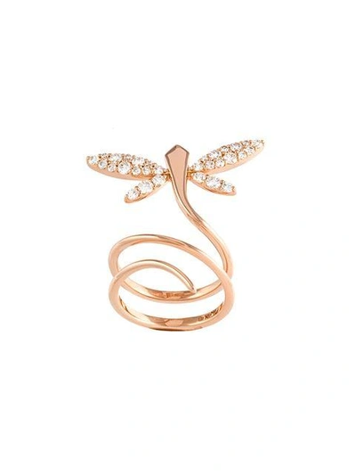 Shop Anapsara 'small Dragonfly' Diamond Ring - Metallic