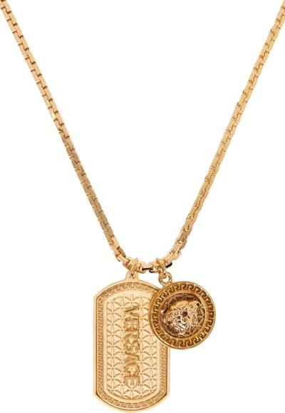 Shop Versace Gold Dog Tag Necklace