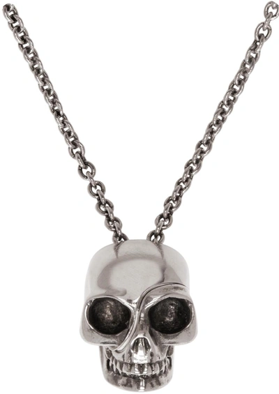 Shop Alexander Mcqueen Silver Divided Skull Necklace