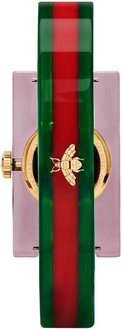 Shop Gucci Red And Green Plexiglass Skeleton Watch In Grg