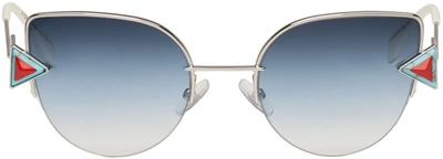 Fendi Silver Rainbow Cat-eye Sunglasses In Blue
